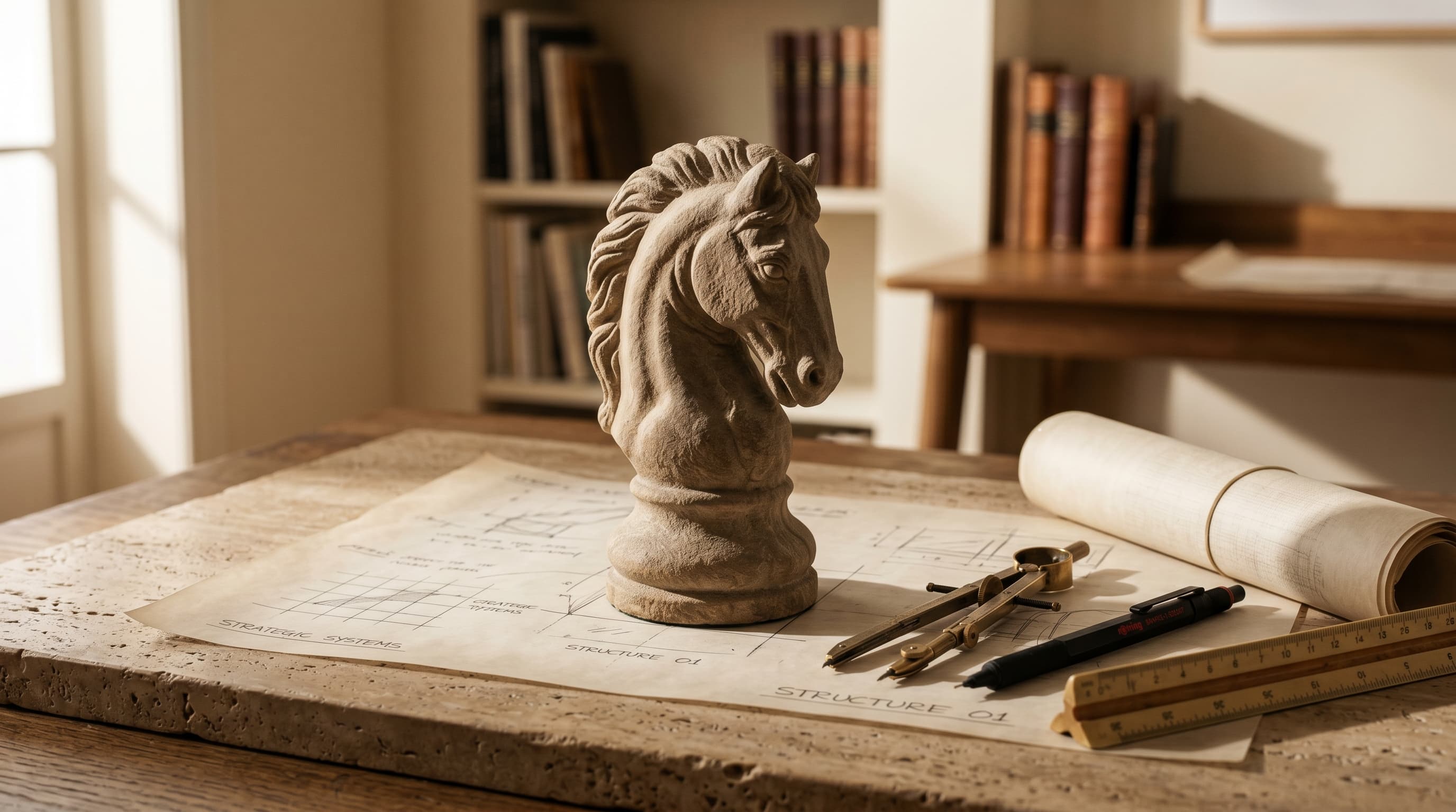 Chess knight on a board strategy, systems, and how pieces fit together